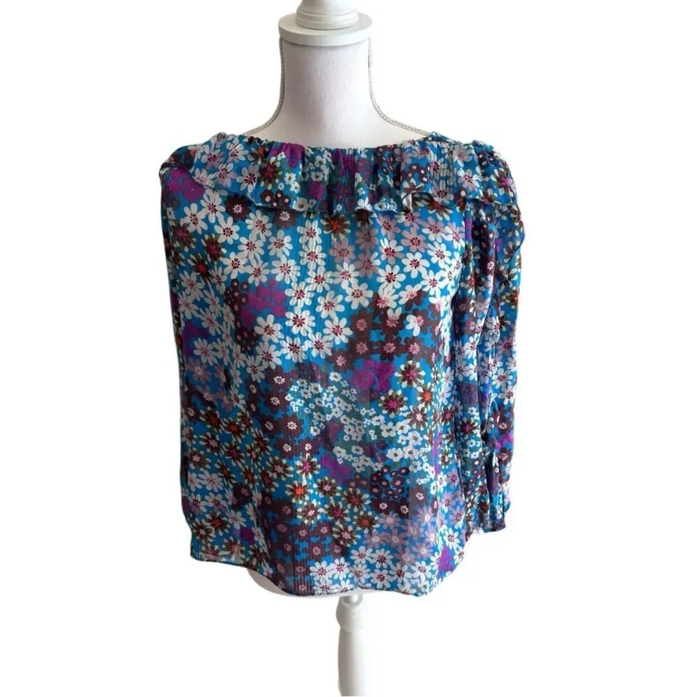Kate Spade New York Pacific Petals Silk Chiffon Blouse Size Small